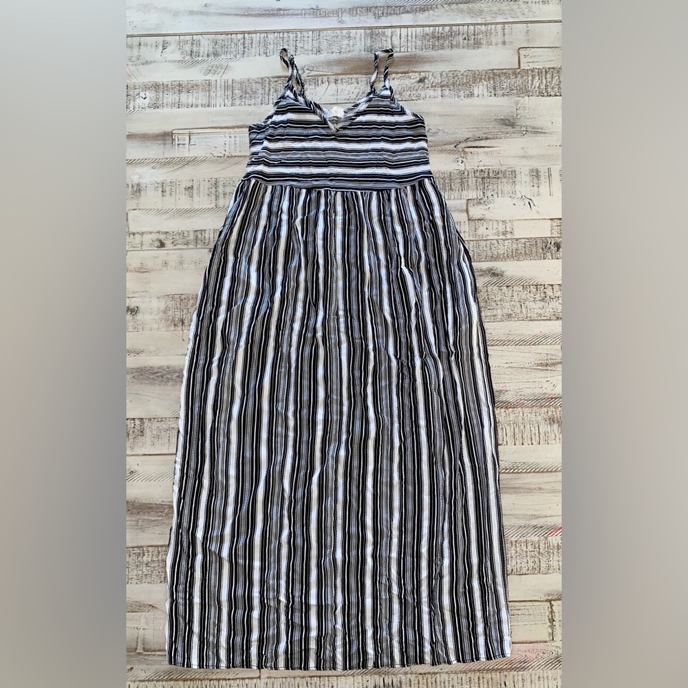 Eyeshadow Black & White Striped Maxi Dress